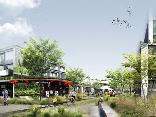 Artist impression van de nieuwbouw rond de Dr Braberstraat in Roosendaal