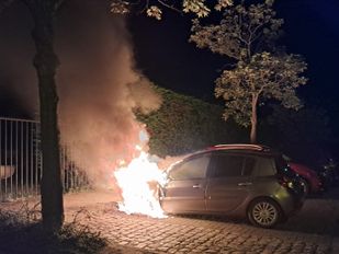 brand in geparkeerde auto Domineeshof in Sint-Annaland