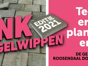 Poster met oproep voor NK Tegelwippen: Tegel eruit, plantje erin!