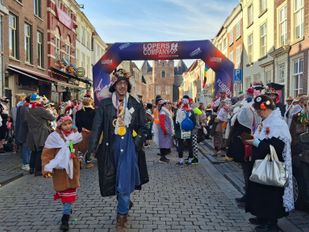 Krabben lopen in hun bulle door Bergse binnenstad tijdens eerste Bulleloop