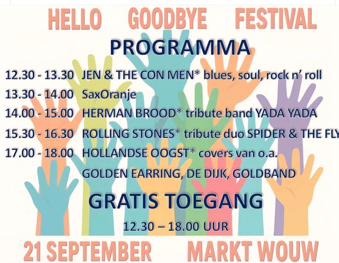 De gehele middag is er muziek te horen op het marktplein. Bron: Hello Goodbye Festival