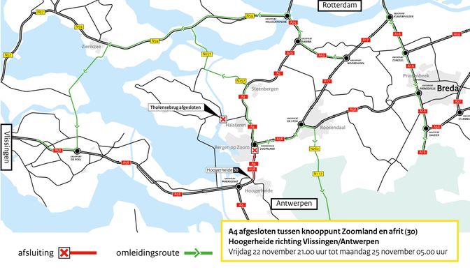 afsluiting snelweg a4 zoomland hoogerheide bergen op zoom rijkswaterstaat