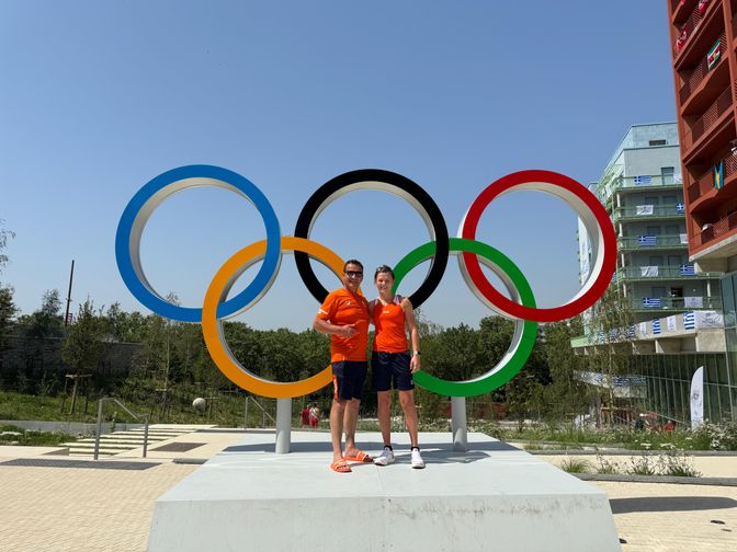 Chelsey Heijnen samen met haar trainer/coach André de Klerk.