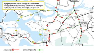 Routekaart met omleidingen voor wegwerkzaamheden op de A4/A58