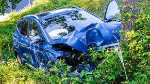 Auto tegen boom Ruytershoveweg Bergen op Zoom