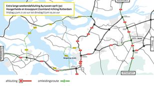 Kaartje met omleidingsroutes