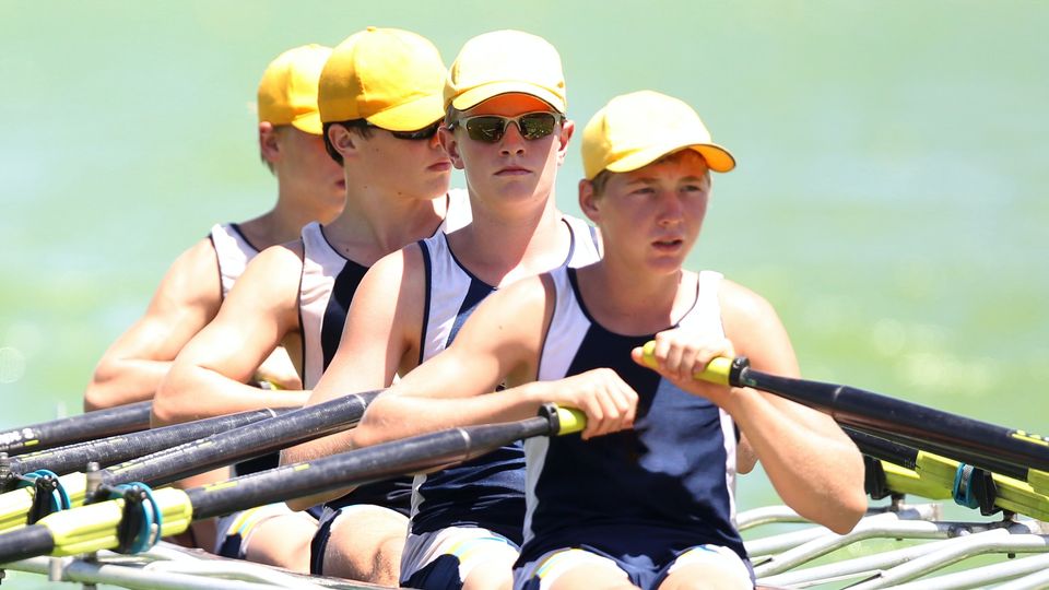 Stockfoto van een roeiteam