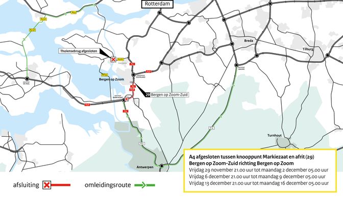 wegafasluiting snelweg a4 hoogerheide markiezaat bergen op zoom-zuid rijkswaterstaat