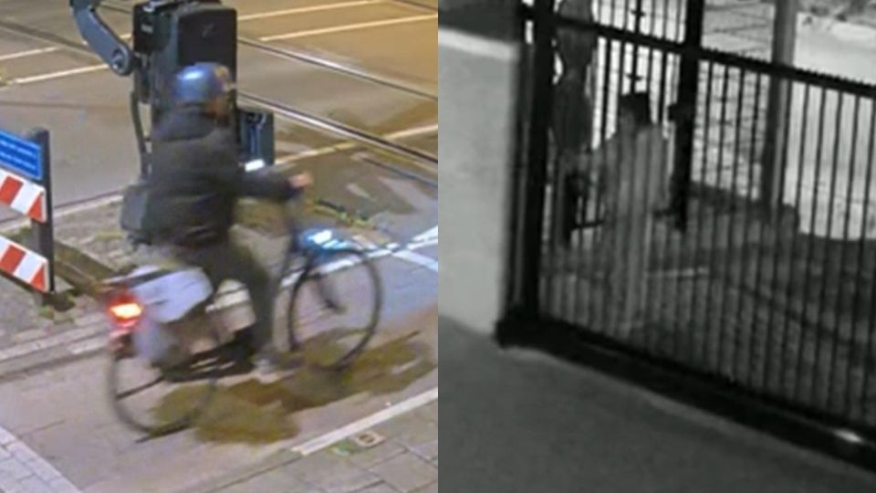 Politie deelt beelden van man die Davidsterren op ingang van moskee spuit