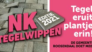 Poster met oproep voor NK Tegelwippen: Tegel eruit, plantje erin!