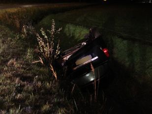 Inzittenden van auto gevlucht na crash in sloot