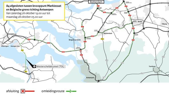 Wegafsluiting A4 Markiezaat Hoogerheide Belgische grens Antwerpen Rijkswaterstaat