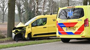 Auto botst tegen boom op de Ettenseweg in Rijsbergen