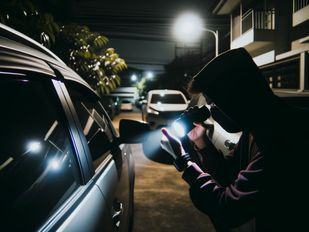 Stockfoto van een inbreker bij een audio