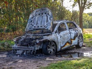 Auto gaat volledig in vlammen op in Heerle