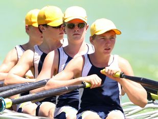 Stockfoto van een roeiteam