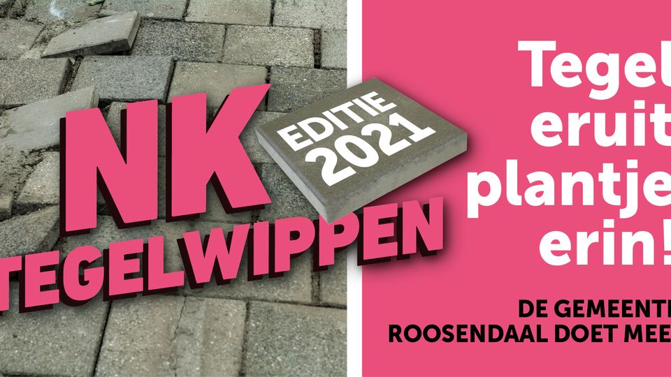 Poster met oproep voor NK Tegelwippen: Tegel eruit, plantje erin!